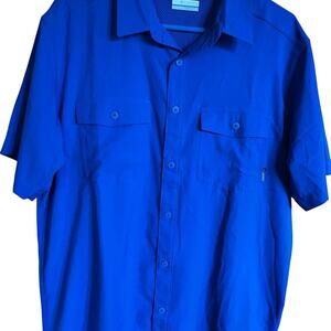 COLUMBIA Regular Fit, short sleeve, button down, pockets, men's size L